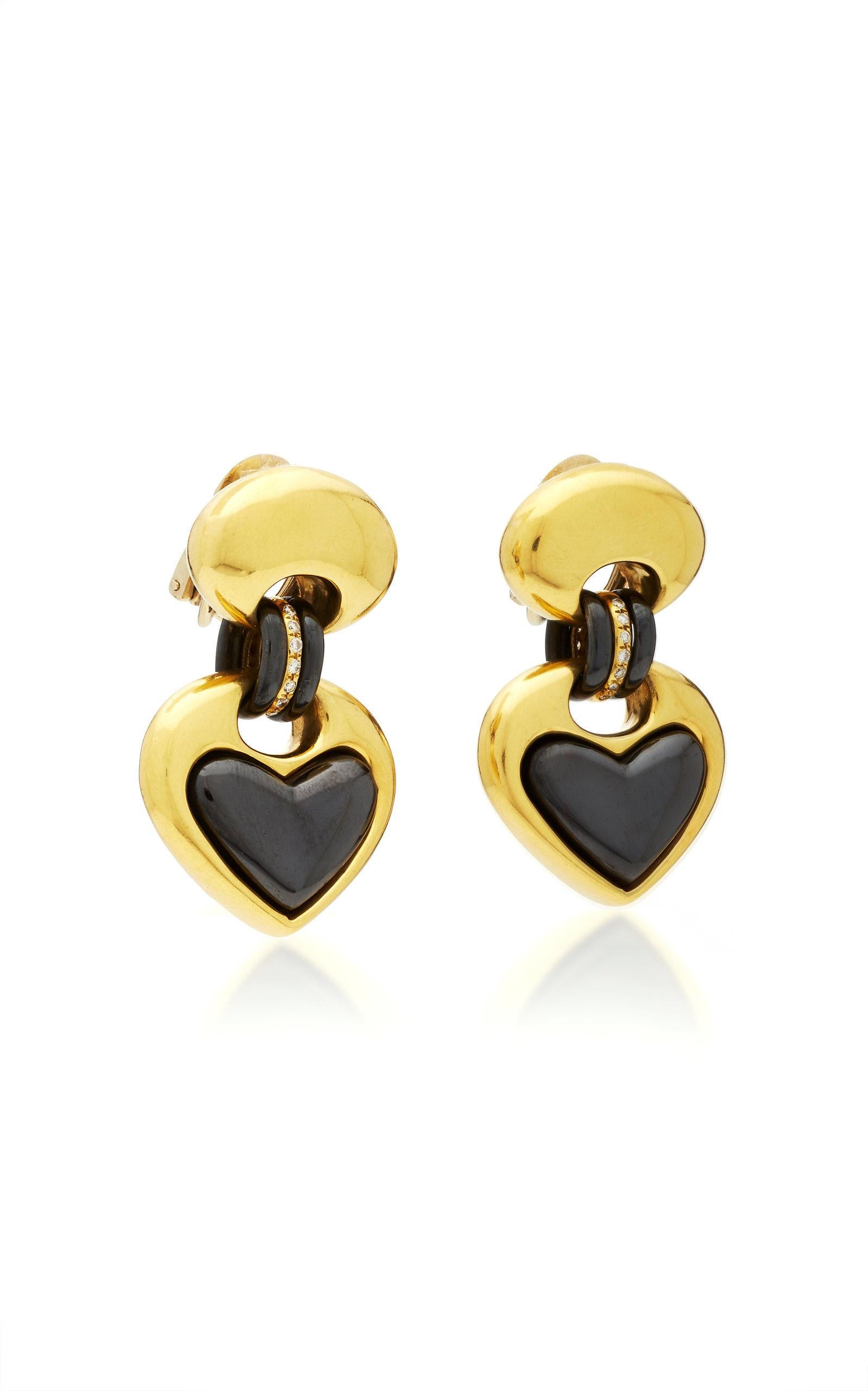 Faraone Pendentifs d'oreilles en forme de cœur Excellent état - En vente à New York, NY