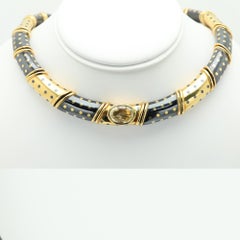 Collana Faraone in oro giallo italiano 18k con zaffiro, design a pois