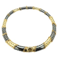 Collana Faraone in oro giallo italiano 18k con zaffiro, design a pois
