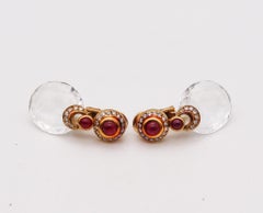 Faraone Mennella - Orecchini pendenti in oro 18Kt con diamanti e rubini da 21,82 Ctw