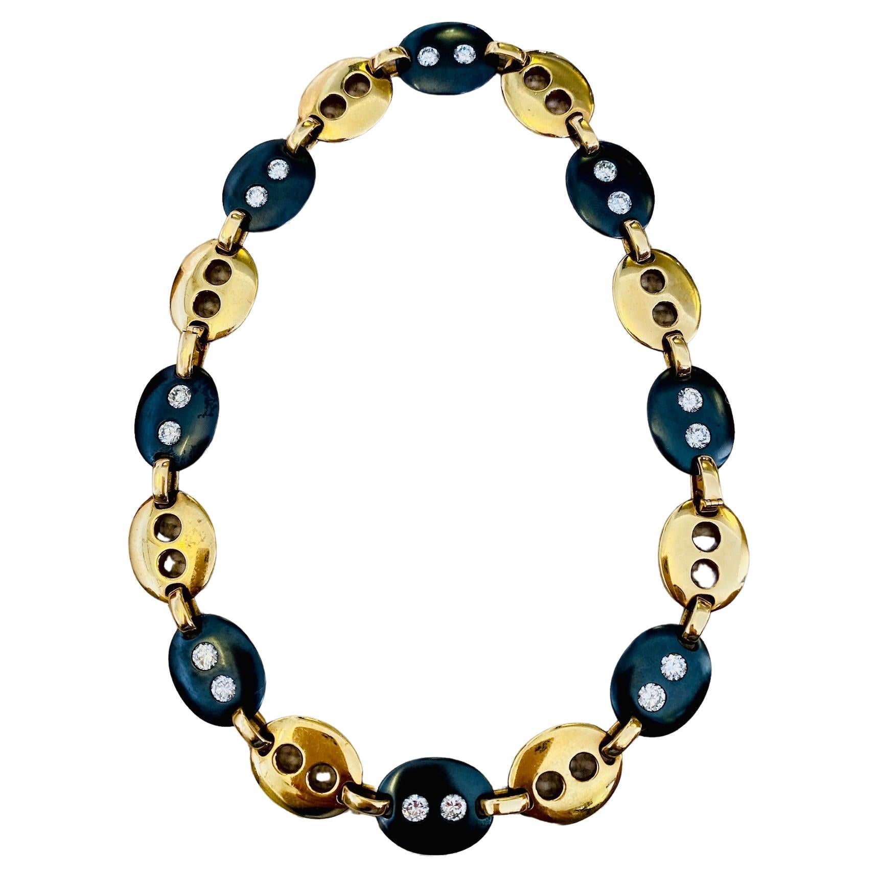 Faraone Mennella Gold, Steel and Diamond Necklace '& Bracelets'