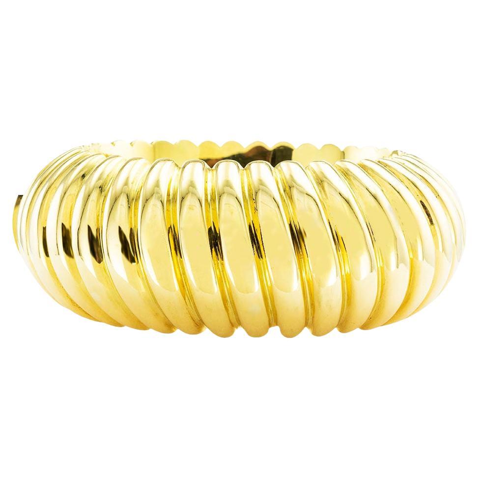 Faraone Mennella Hinged Gold Bangle Bracelet For Sale