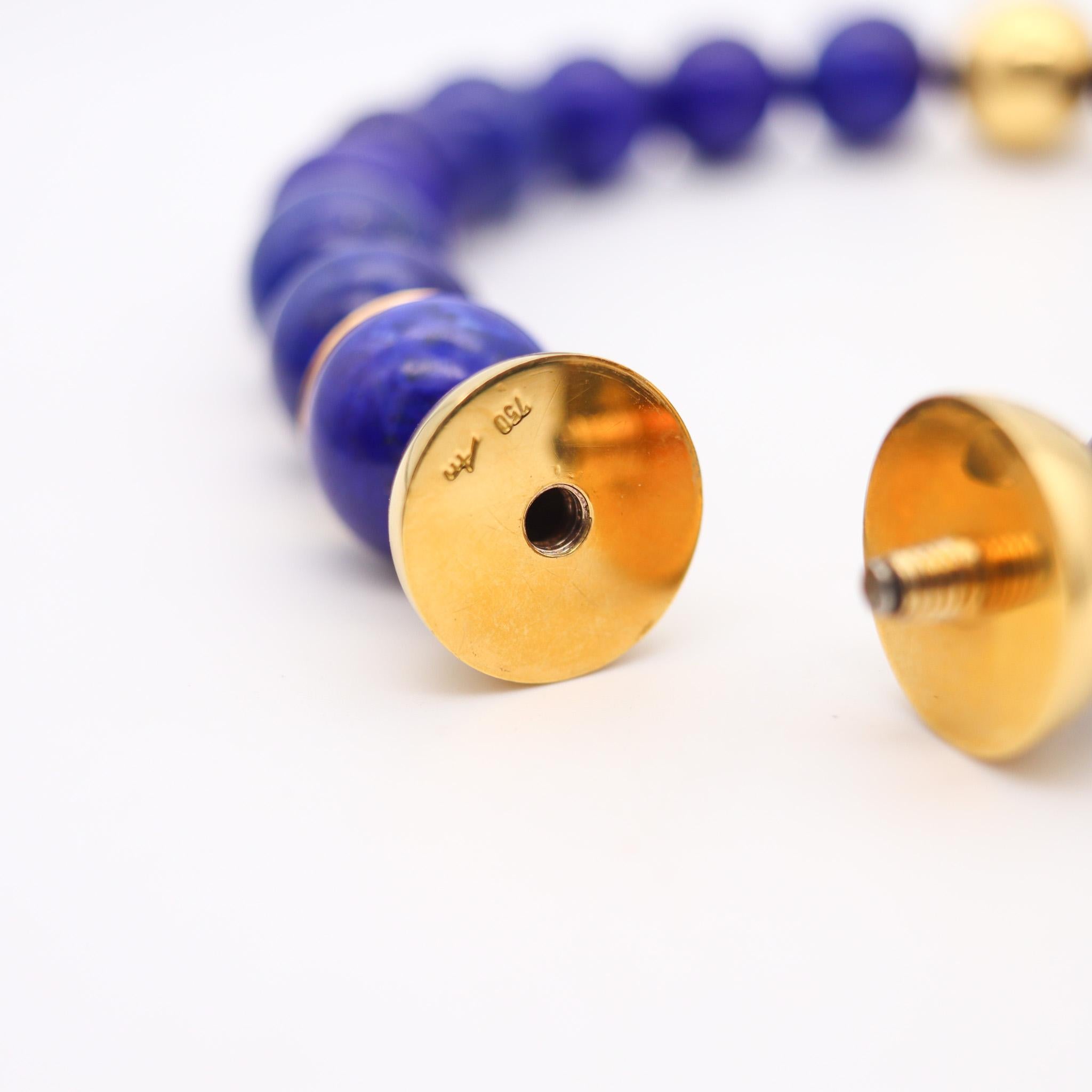 Faraone Mennella Modernist Blue Lapis Lazuli Necklace In 18Kt Yellow Gold In Excellent Condition For Sale In Miami, FL