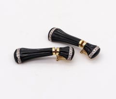 Faraone MENELLA Orecchini pendenti in onice in oro giallo 18Kt con diamanti