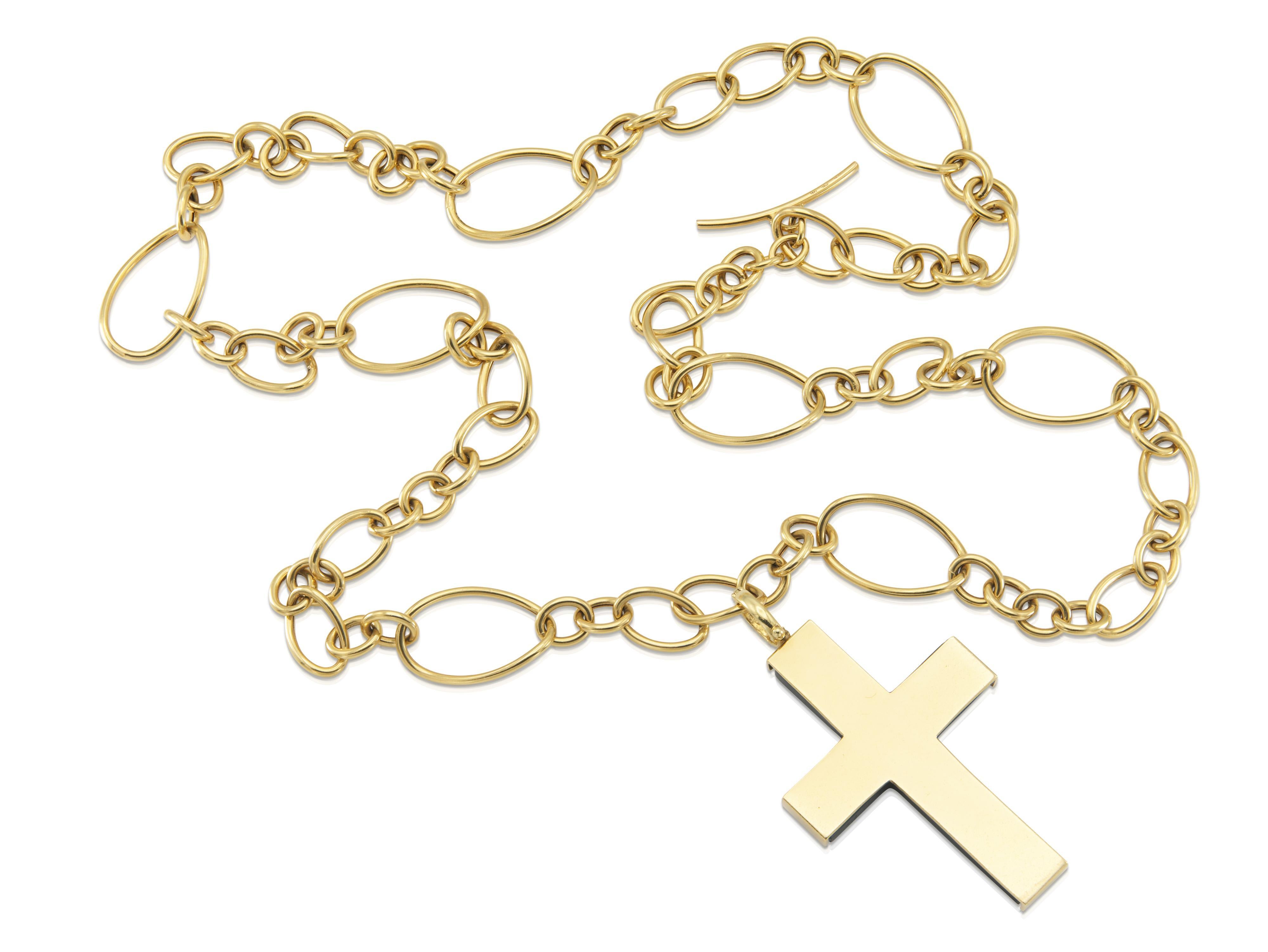 Finely crafted in 18k yellow gold and Onyx.
Signed by RFMAS (Faraone Mennella for RFMAS), from their Stella Collection
Made in Italy
Necklace: 36 inch length
Cross Pendant: 2 5/8 inch length
The pendant is detachable.