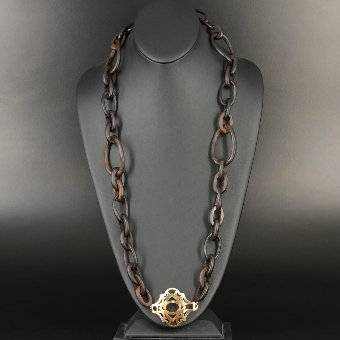 Faraone Mennella R.F.M.A.S, collier à maillons en bois et 18 carats Pour femmes en vente