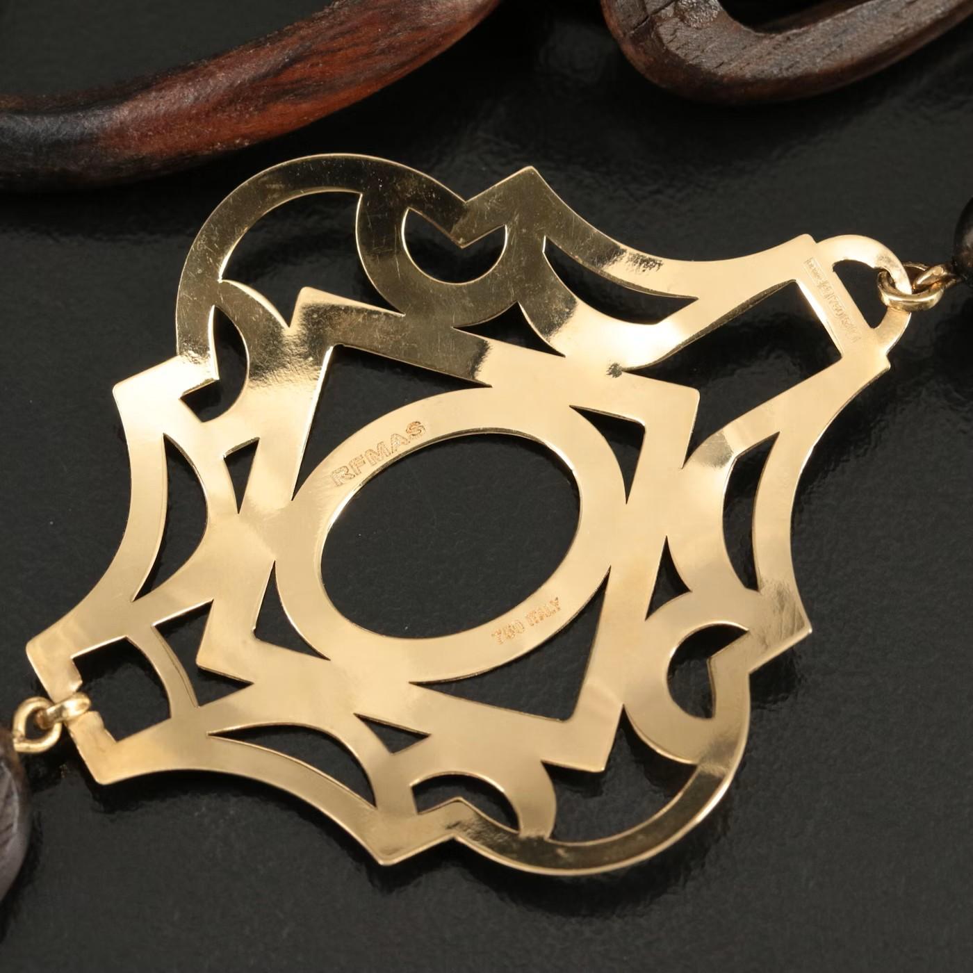 Faraone Mennella R.F.M.A.S, collier à maillons en bois et 18 carats en vente 3