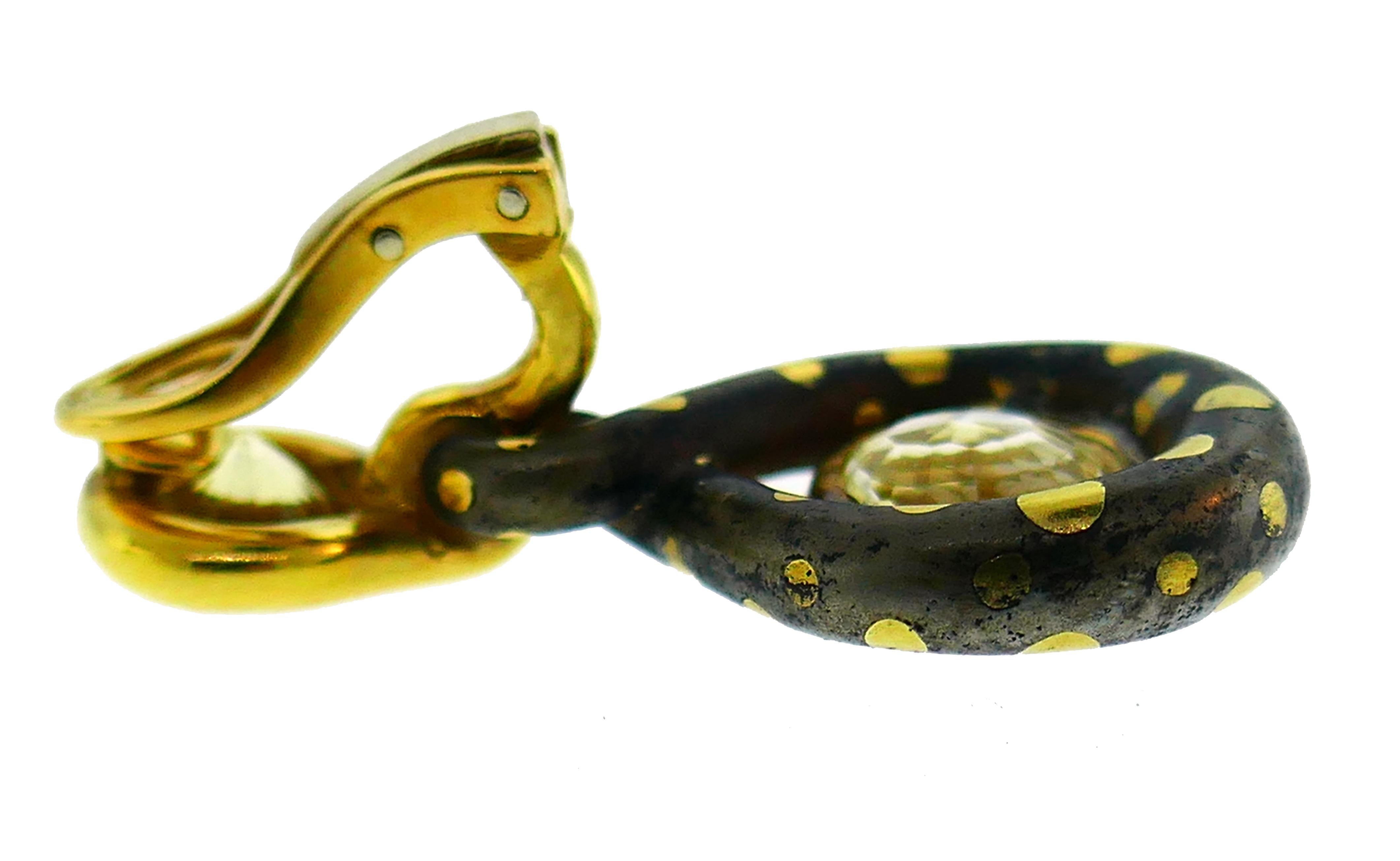 Women's Faraone Yellow Sapphire Gold Necklace Earrings Set with Gun Metal