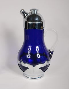 Coctelera y Vasos Art Decó Azul Cobalto Farber Brothers