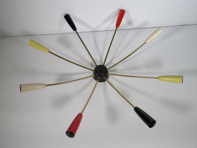 Farbige 8 flamige Sputnik Deckenlampe Spinnen Leuchte Stilnovo 1960er For  Sale at 1stDibs