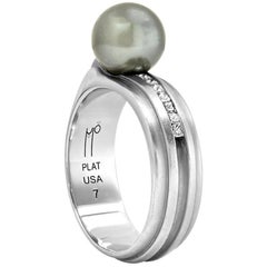 FARBOD 18 Karat Platinum Diamond and Pearl Cocktail Ring "Diana"