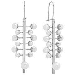 Farbod 18 Karat White Gold and Pearl Earrings "Branch"
