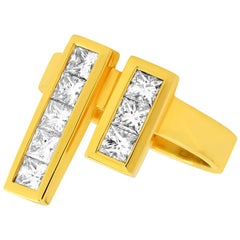 FARBOD 18 Karat Yellow Gold and Diamond Cocktail Ring "Princess"