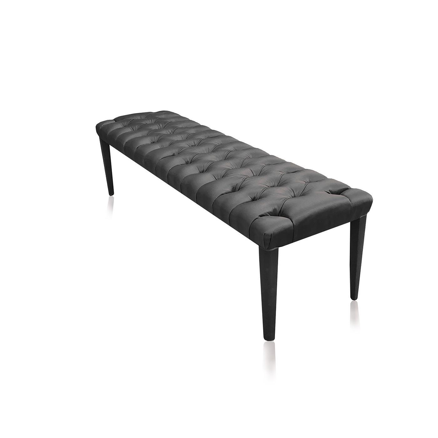 Perfect for perching on at the end of a bed or for simply relaxing, the Farfalla Ottoman Bench in Gray by Davide Barzaghi is firm, comfortable and stunningly elegant. Featuring plush padding, this ottoman bench is fit for royalty. A solid dried