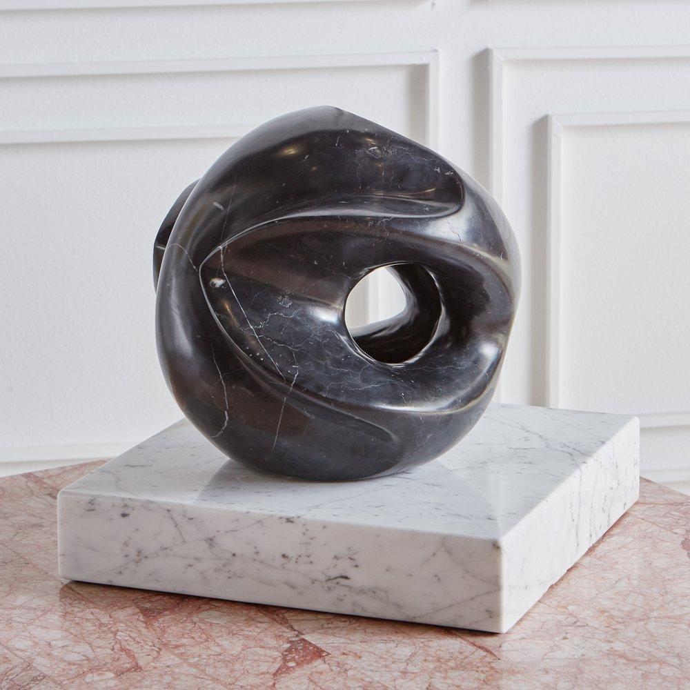 Contemporary Farfalle Sphere in Black Marble by Karl Geckler