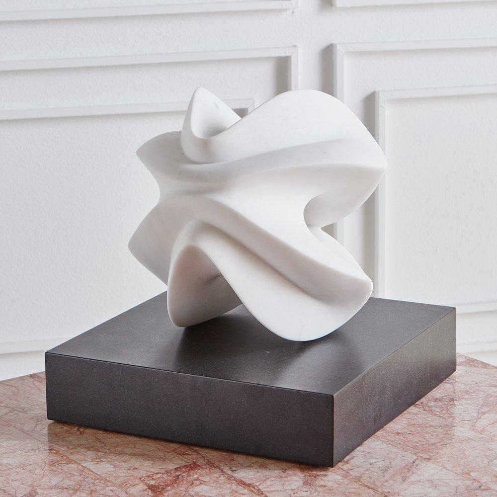 Contemporary Farfalle Sphere in White Marble by Karl Geckler