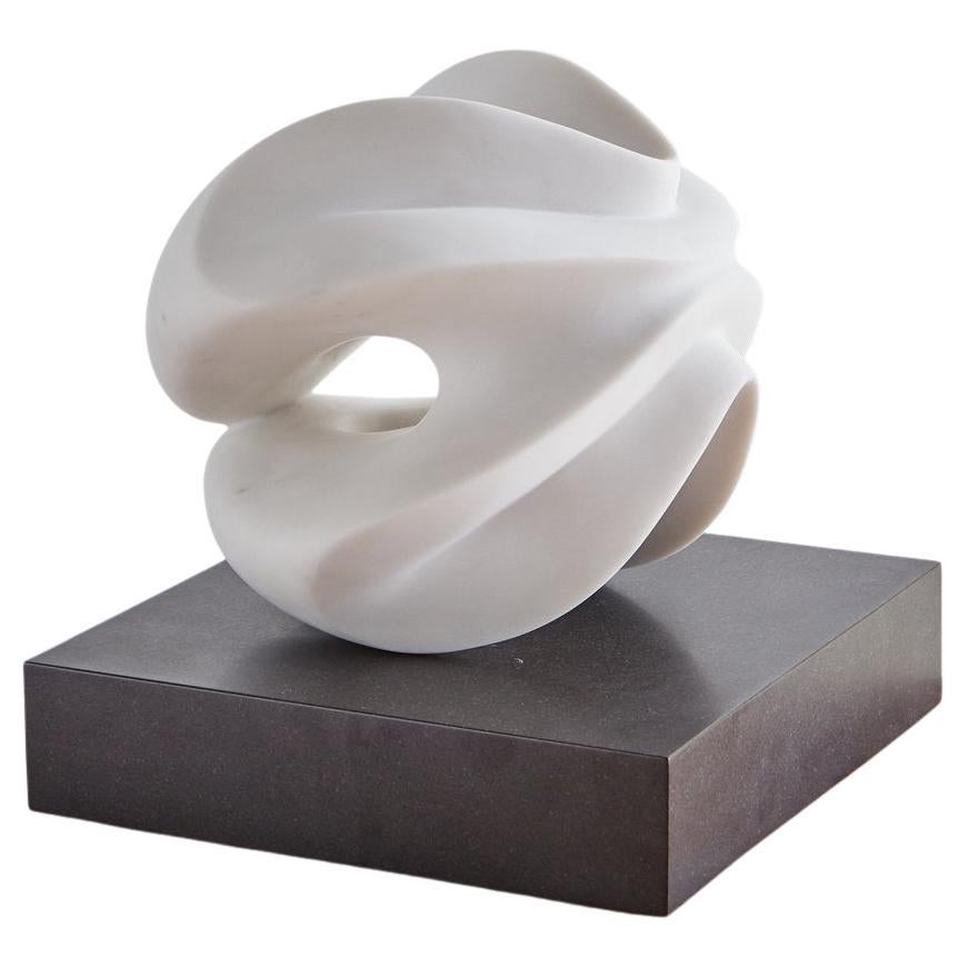 Farfalle Sphere in White Marble by Karl Geckler