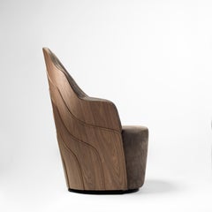 Färg & Blanche Fauteuil Couture contemporain en cuir brun pour BD Barcelona