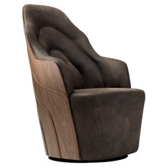 Färg & Blanche Contemporary Brown Leather Couture Armchair for BD Barcelona