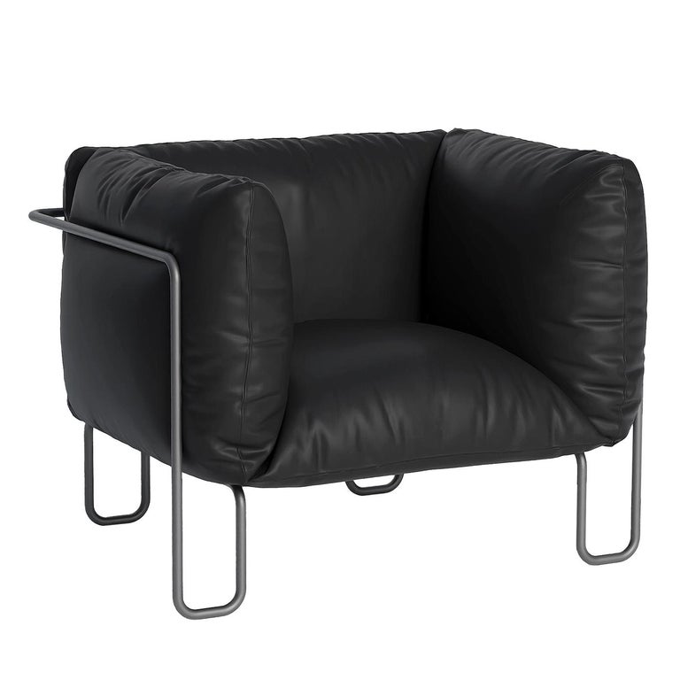 Fargo Soft 80 Black Leather For At, 80 Black Leather Sofa