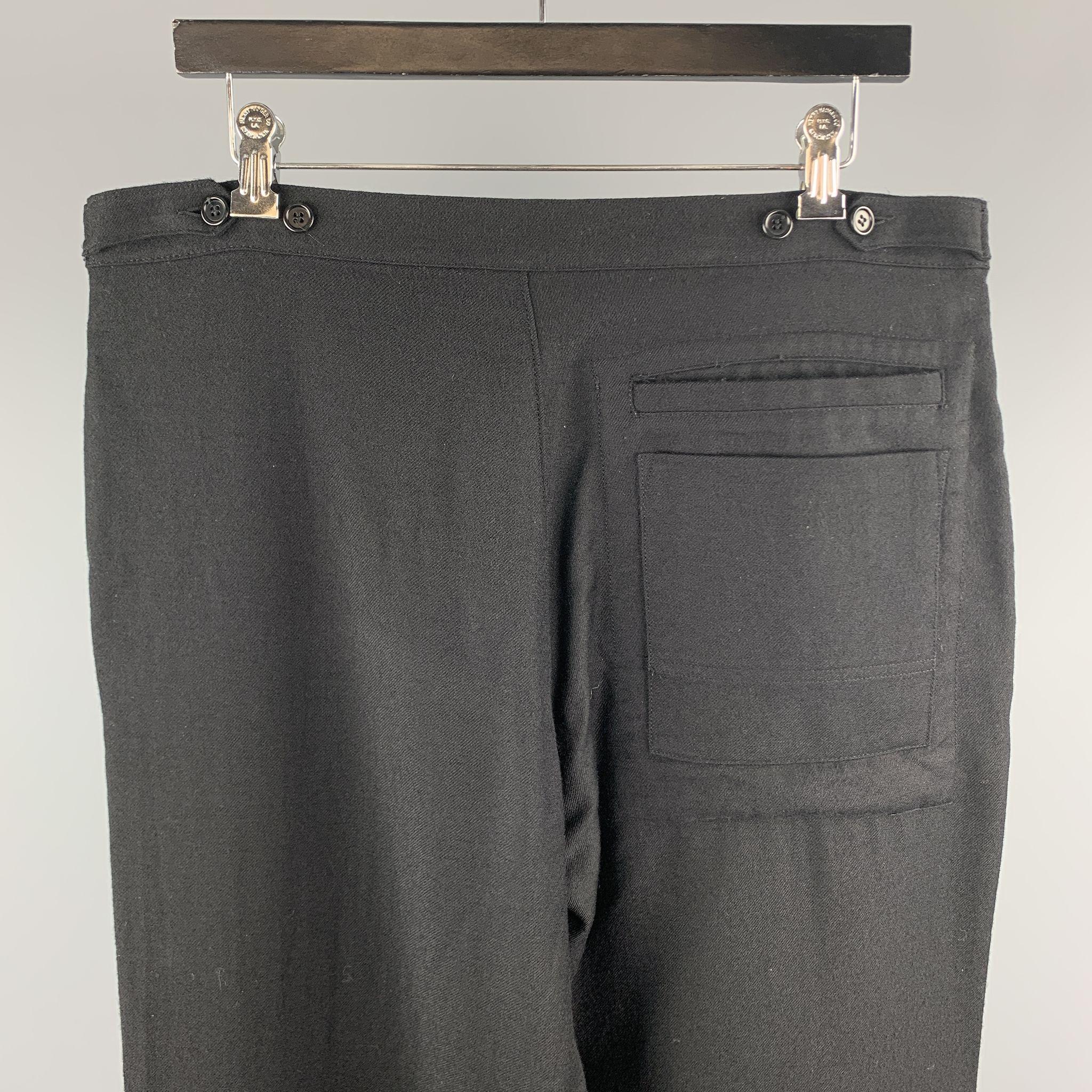Men's FARHI Size 34 Black Solid Wool Zip Fly Casual Pants
