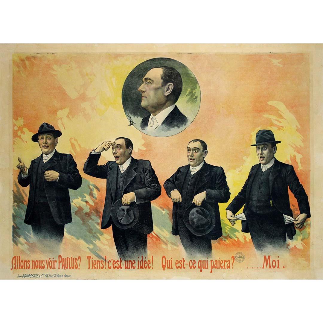 Circa 1890 poster by Faria for the celebrated French music-hall performer Paulus