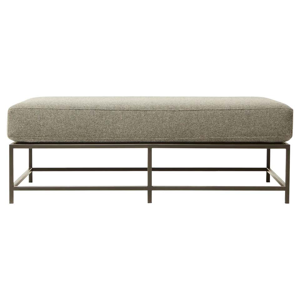 Dark Olive Heavy Canvas and Blackened Steel Extra Large Bench For Sale ...