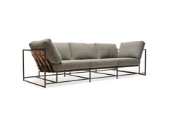 Sofá Faribault de lana gris y acero ennegrecido