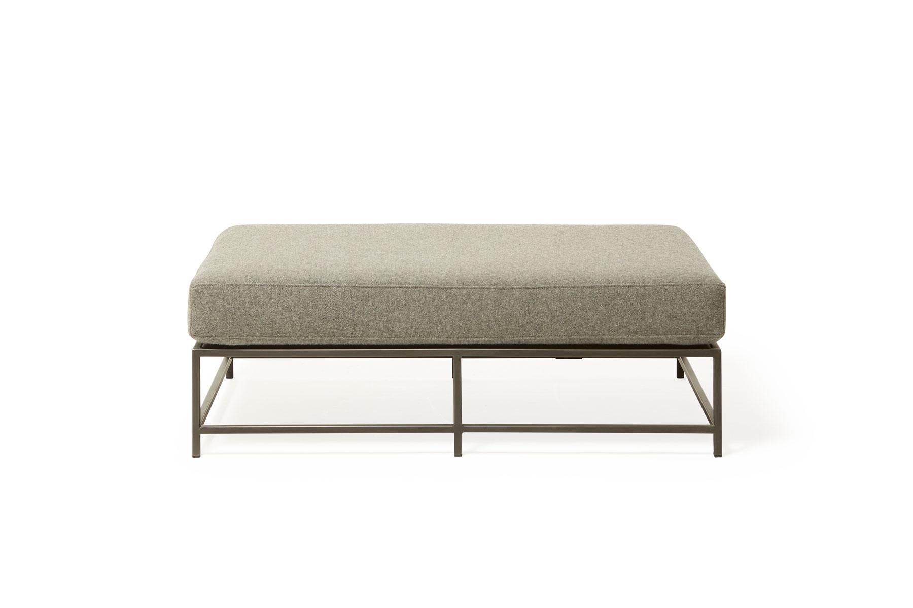 Modern Faribault Grey Wool and Blackened Steel Bench For Sale