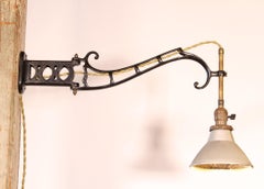 Faries Wall Sconce with Mercury Glass Shade, Cast Iron Adjustable Lamp / Light
