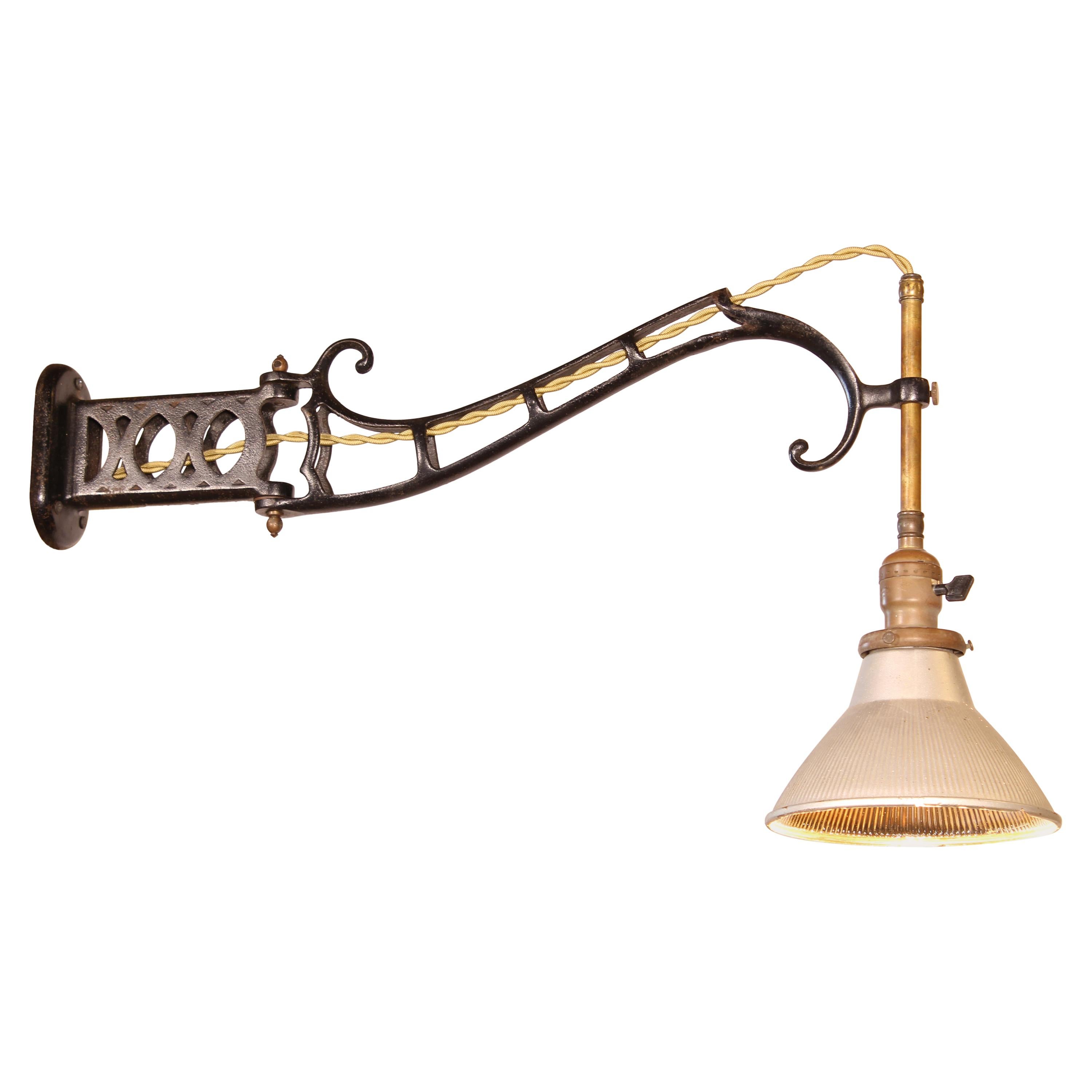 Faries Wall Sconce with Mercury Glass Shade, Cast Iron Adjustable Lamp / Light