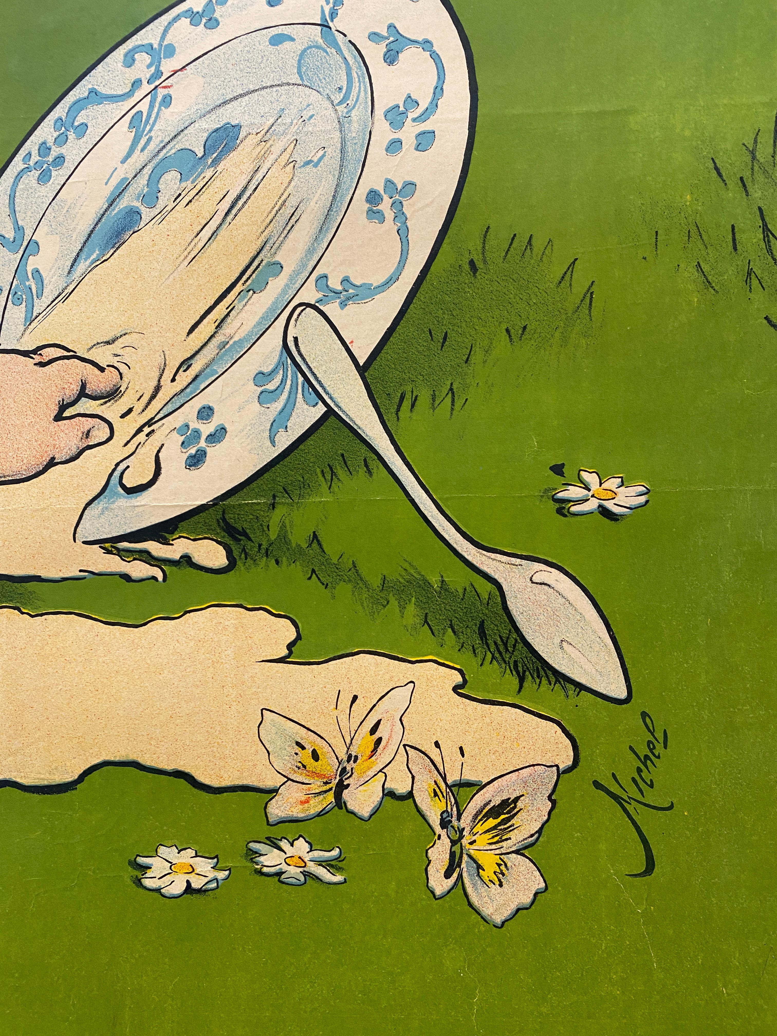 Farine lactee au lait pur des alpes - Original lithographisches Plakat Circa. 1902 (Französisch) im Angebot