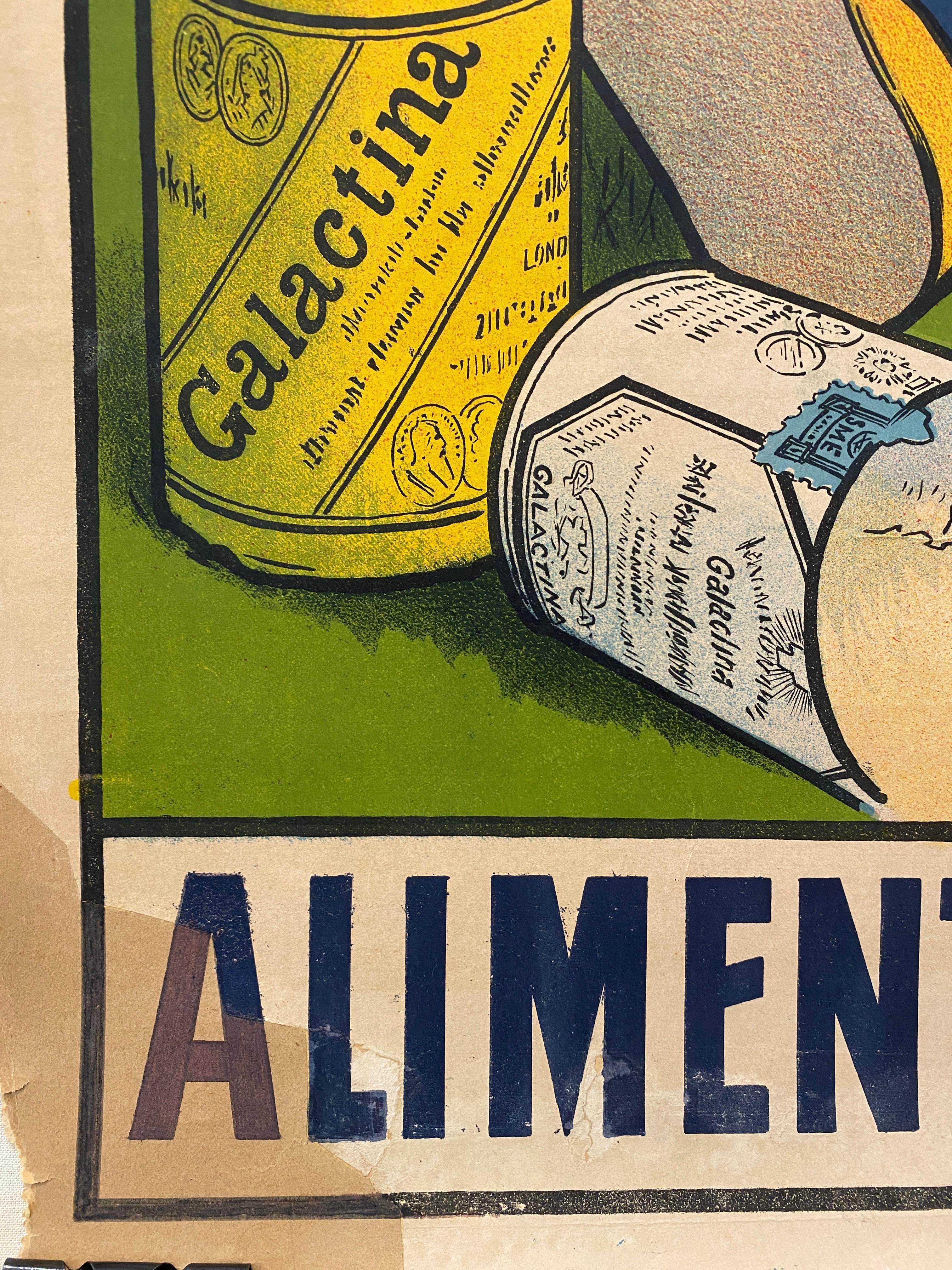 Farine lactee au lait pur des alpes - Original lithographisches Plakat Circa. 1902 im Zustand „Gut“ im Angebot in Melbourne, Victoria