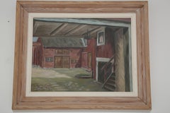 ‘Farm Courtyard’, oil on board by G. Hedenrå, signed and dated 1984.