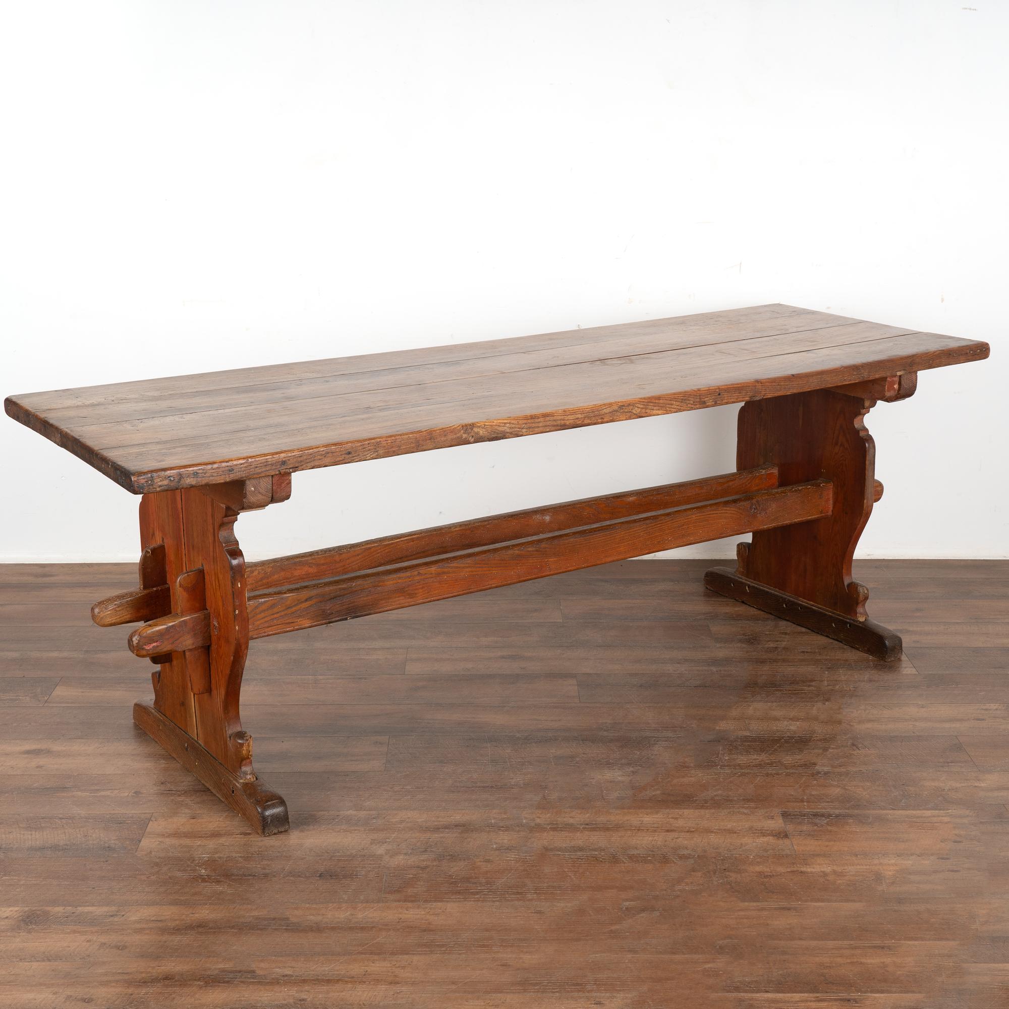Farm Dining Kitchen Table With Trestle Base, Denmark circa 1820-40 For Sale 3
