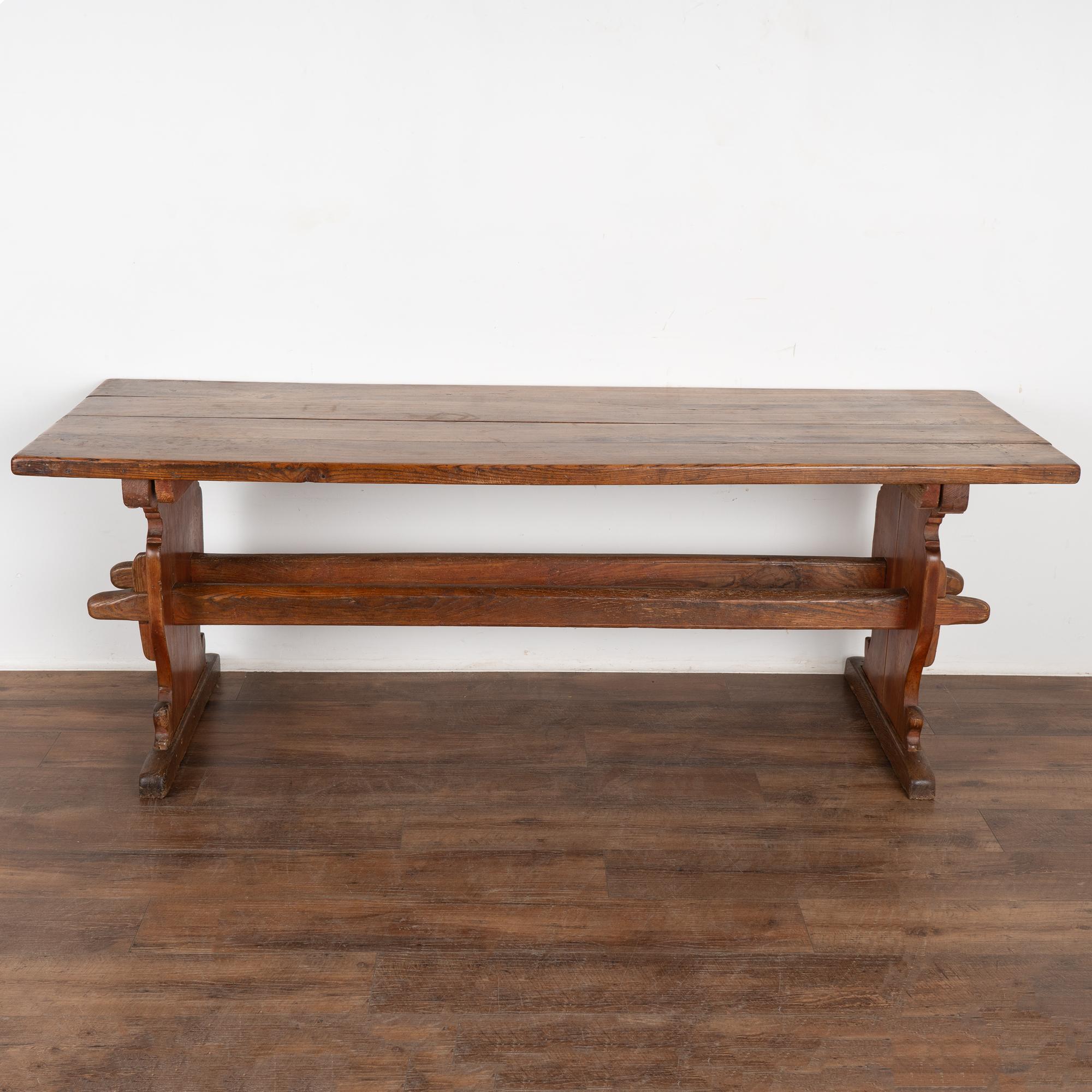 Country Farm Dining Kitchen Table With Trestle Base, Denmark circa 1820-40 For Sale
