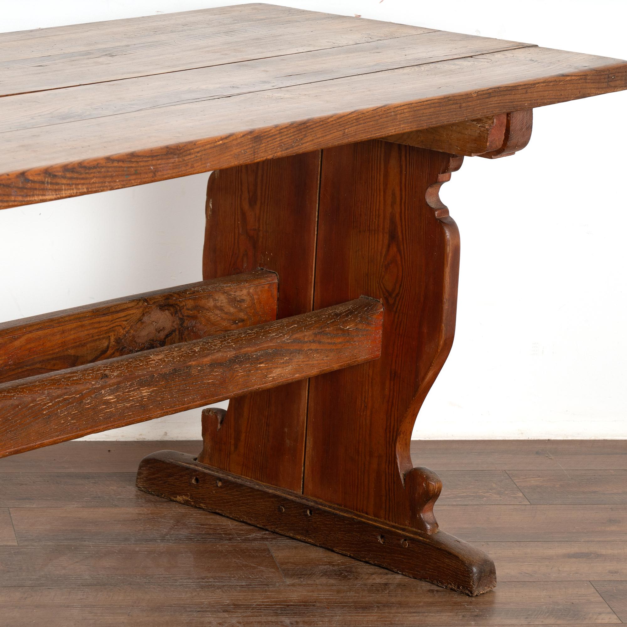19th Century Farm Dining Kitchen Table With Trestle Base, Denmark circa 1820-40 For Sale