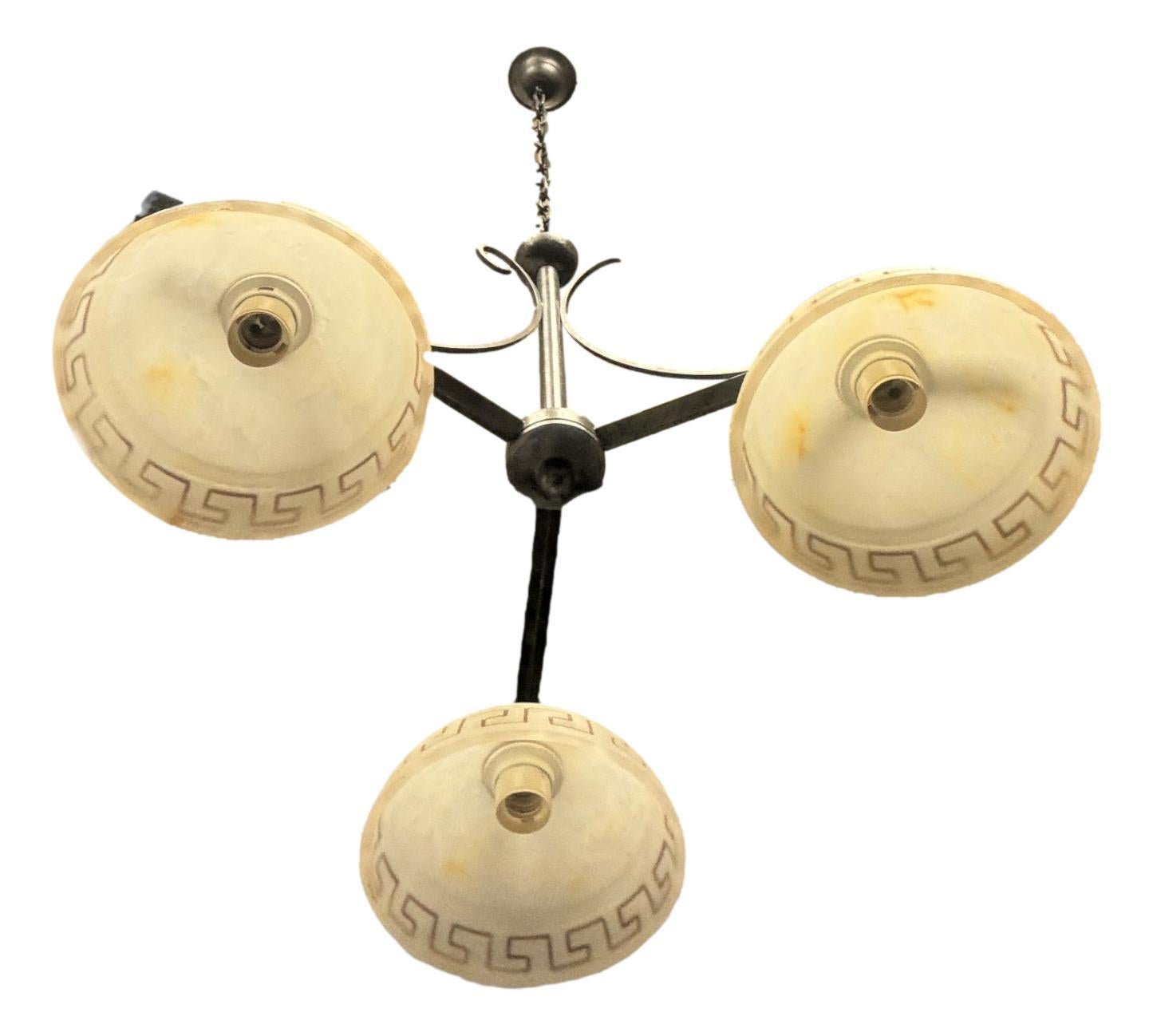 Farm House Spanish Colonial Style Chandelier with Murano Shades Kogl Germany In Good Condition For Sale In Nuernberg, DE