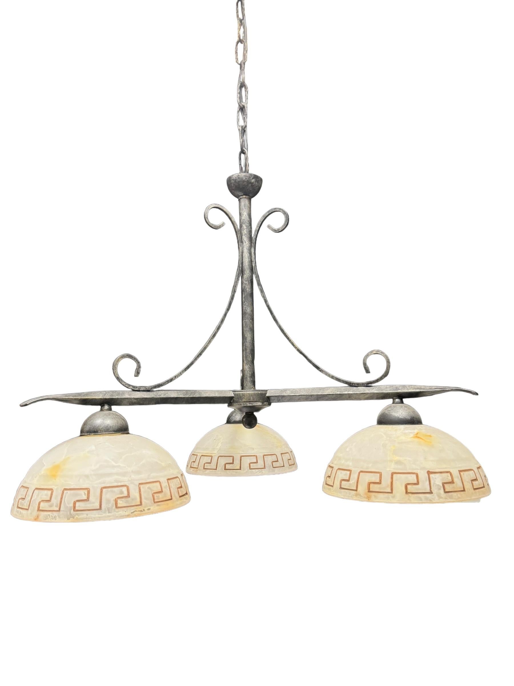 Late 20th Century Farm House Spanish Colonial Style Chandelier with Murano Shades Kogl Germany For Sale