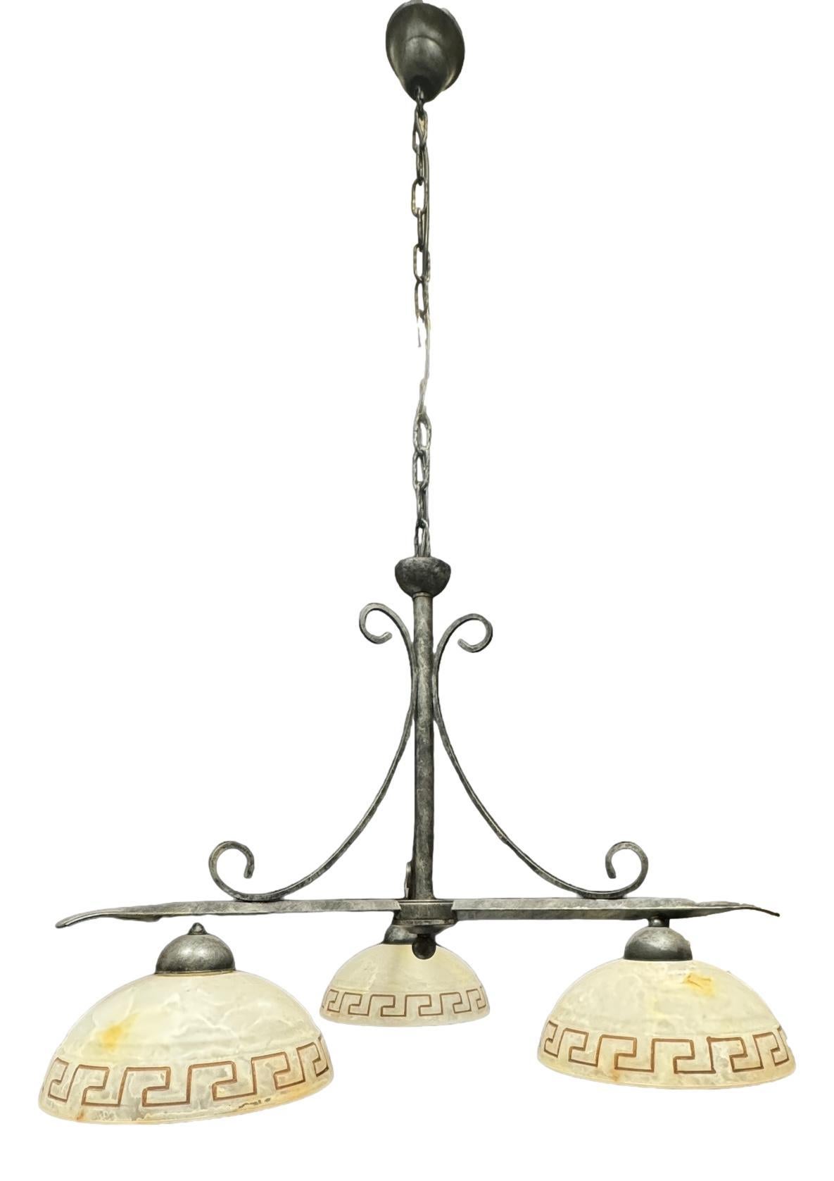 Farm House Spanish Colonial Style Chandelier with Murano Shades Kogl Germany For Sale 1