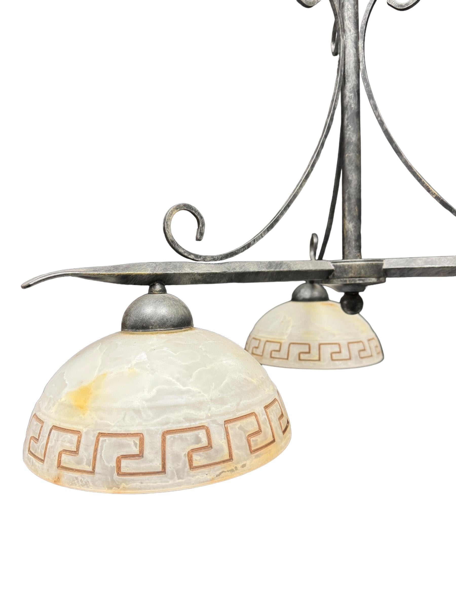 Farm House Spanish Colonial Style Chandelier with Murano Shades Kogl Germany For Sale 2