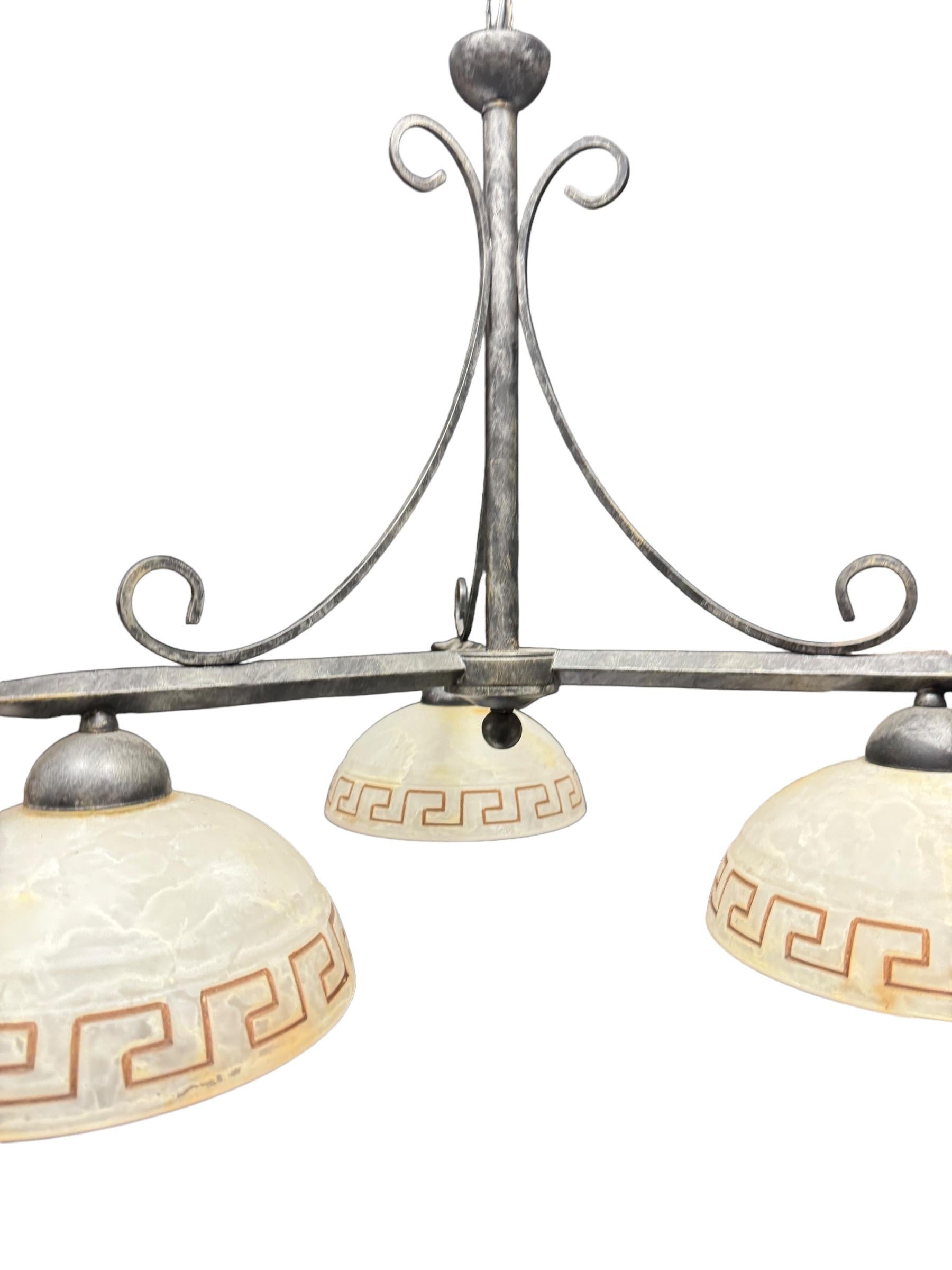 Farm House Spanish Colonial Style Chandelier with Murano Shades Kogl Germany For Sale 3