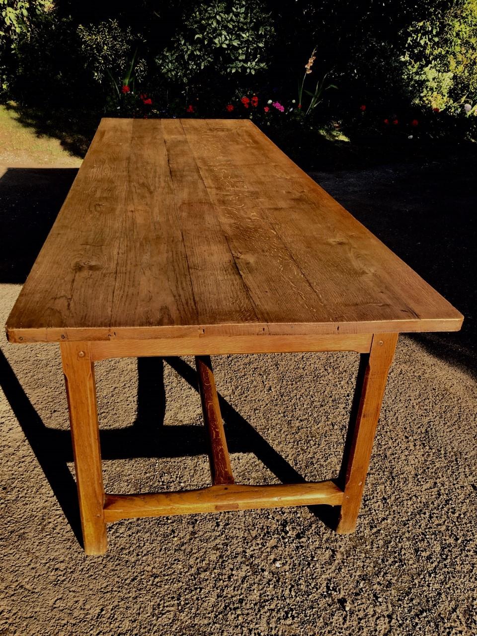 19th Century Farmhouse Table, French.  Oak, 102 ins Long