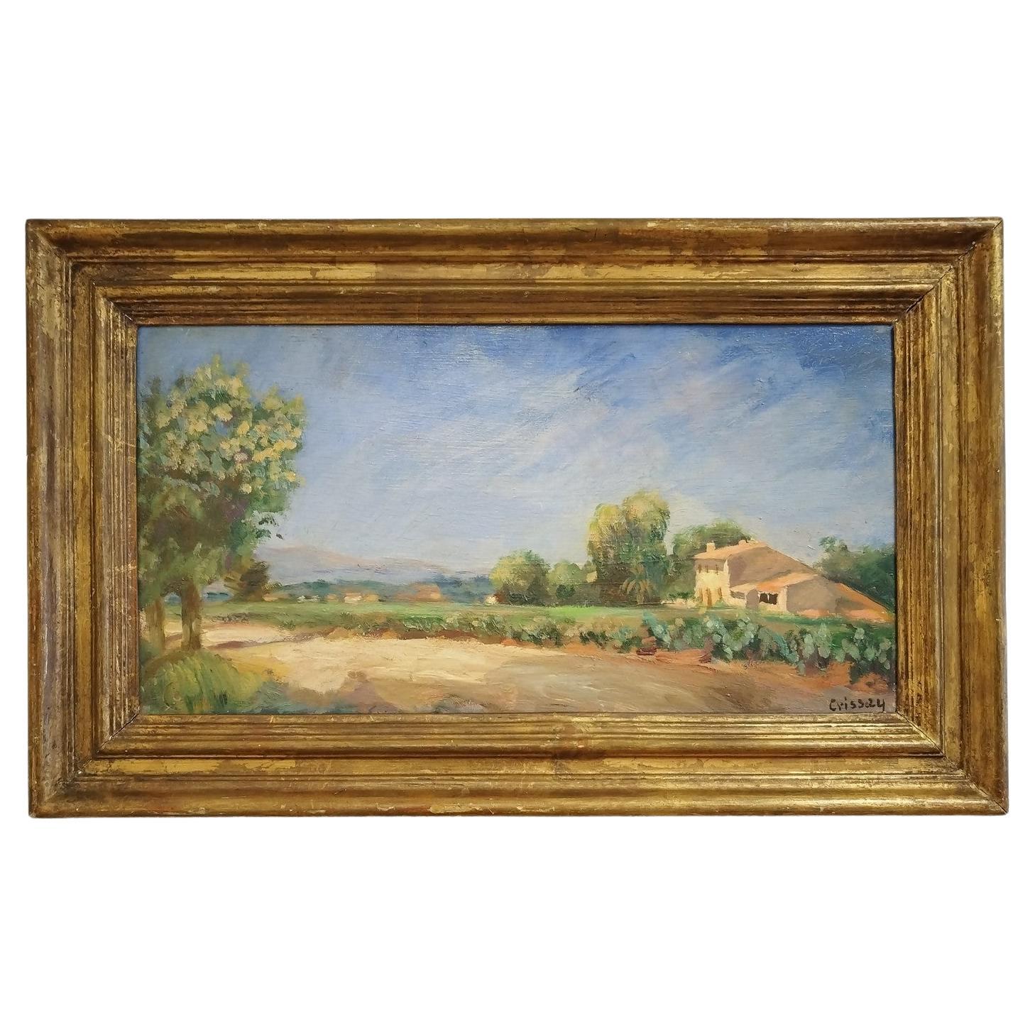 Farm in Provence, oil on board signed Marguerite CRISSAY For Sale
