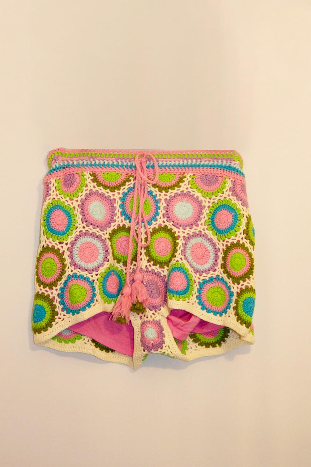 Farm Rio Colourful Crochet Shorts For Sale 1