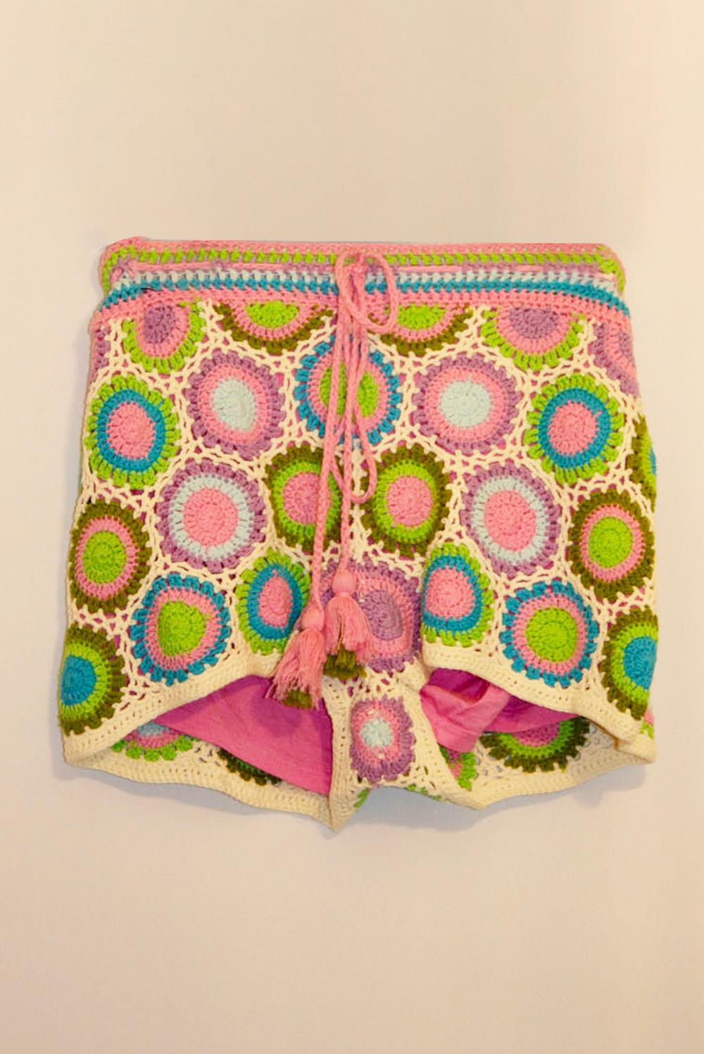 Farm Rio Colourful Crochet Shorts For Sale 2