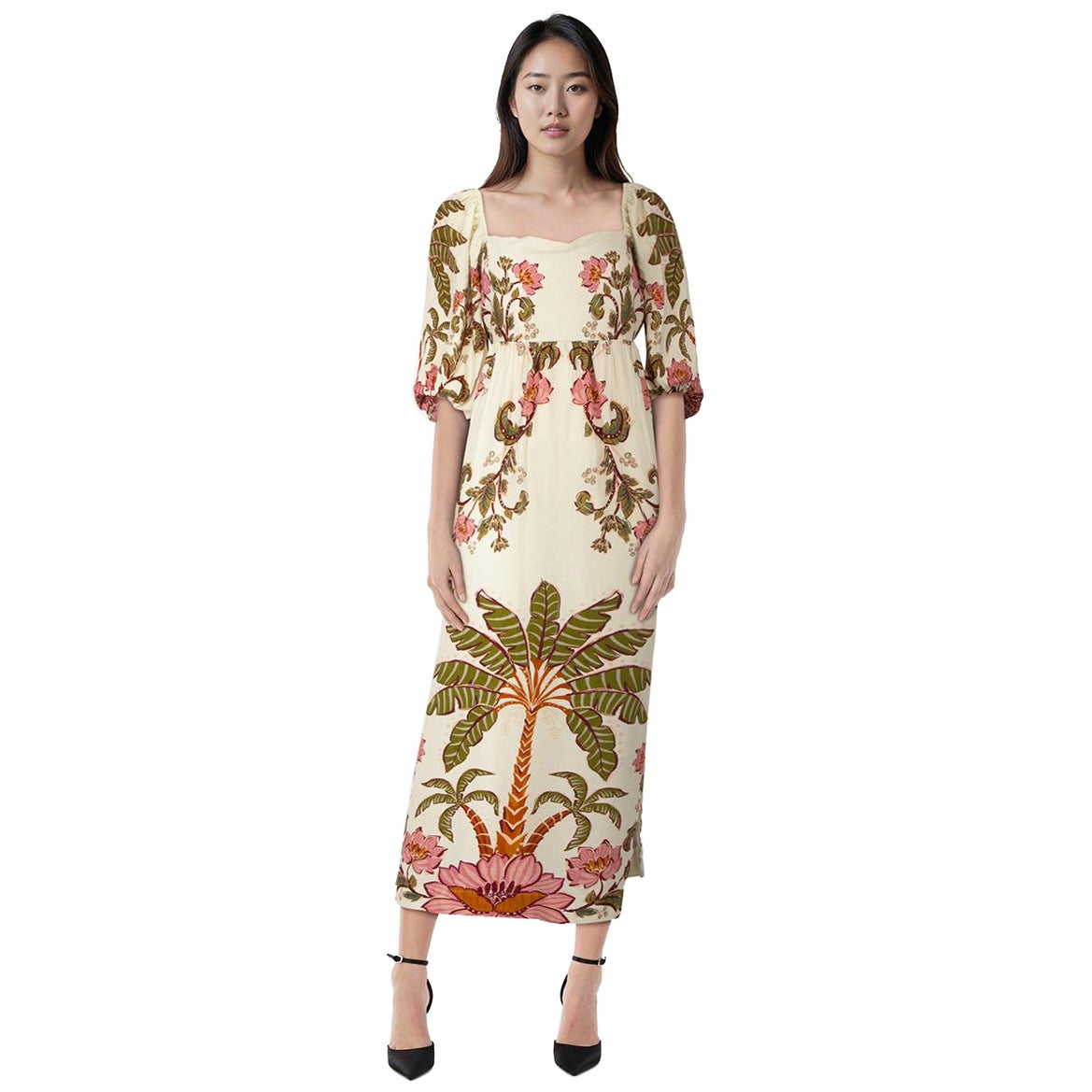 FARM Rio - Vestito midi con cravatta floreale sul retro Taglia XL