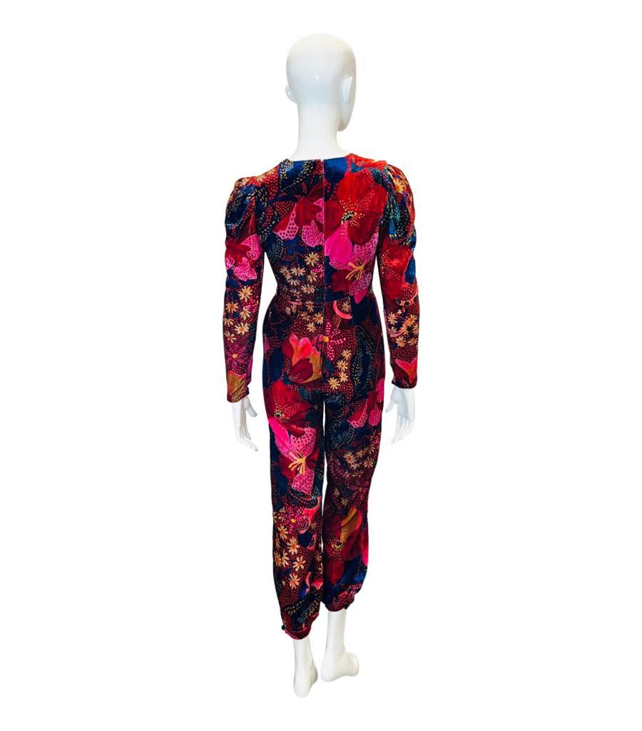Women's Farm Rio Floral Print Velvet Jumpsuit For Sale