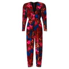 Farm Rio Floral Print Velvet Jumpsuit