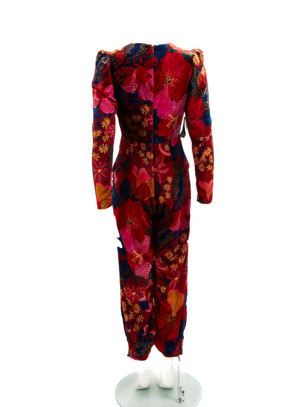 FARM Rio Mono de terciopelo con estampado floral Talla XS Rojo en venta